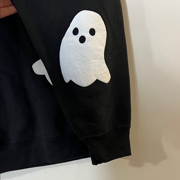 Port and Company Black Sweatshirt with White Ghosts - Picture 4 of 5